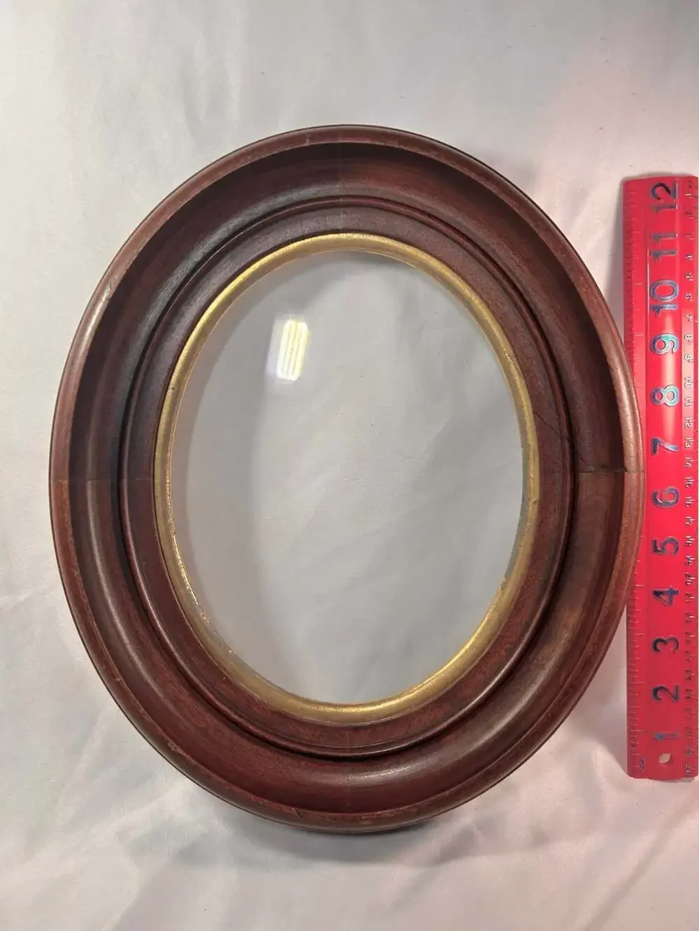 Antique Oval Walnut Grain Gold Accent Deep Frames with Glass 13x11